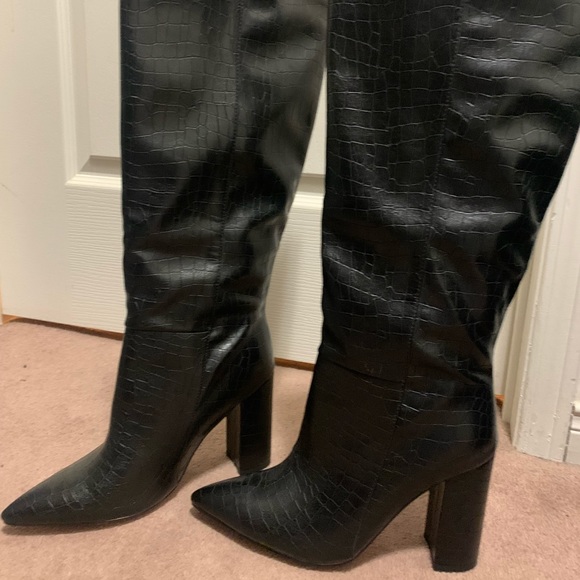 NEW BLACK KNEE HIGH BOOTS - Picture 4 of 13